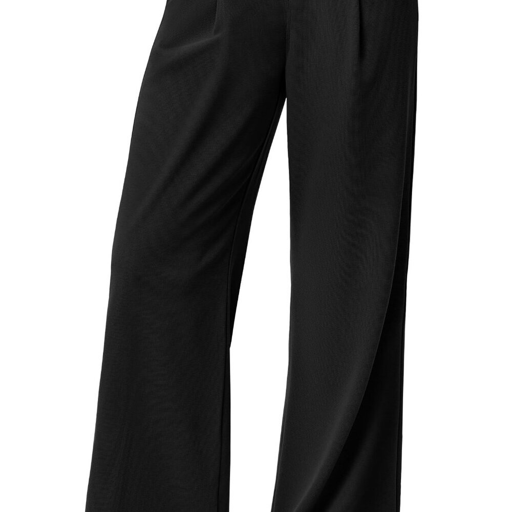 Wide Leg Work Pants Stretchy Pull-On Business Casual Slacks Trousers